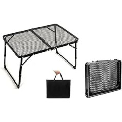 YIWENG Camping Folding Table, Outdoor Picnic Table, Foldable Beach Table, BBQ Table with Mesh Top, Outdoor Table