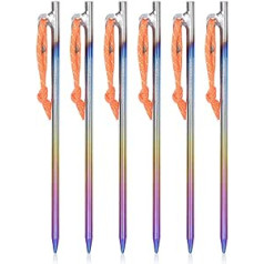 iBasingo Titanium Alloy Pegs 7 mm Heavy Duty Tent Nails Colourful Ground Nails Durable Camp Pins Garden Stakes Pegs for Camping Awning Travel Tarp 20 cm/24 cm/30 cm/35 cm/40 cm 6/8 Pieces/Los Ti40