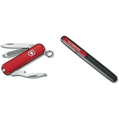 Victorinox, Small Rally 58mm Red Pocket Knife (9 Functions, Blade, Wire Stripper, Phillips Screwdriver 0/1, Bottle Opener) & Dual Knife Sharpener, Black