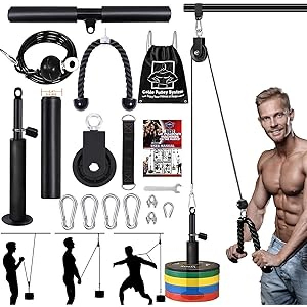 Trīši Fitness Profesionālā Kabeļu Mašīnas Sistēma Kabeļu vilkšana Fitness Mājas Trenažieru zāle Tricepss Lat Pull Rokas spēka treniņš sievietēm Vīriešiem LAT Bar Fitnesa Treniņu aprīkojums