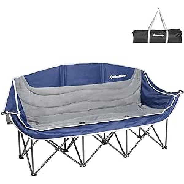 KingCamp Double Camping Chairs for Adults, Heavy Duty Camping Chair, 2 Seater with Cup Holder and Armrest, Oversize Folding Garden Chairs for Camping, Picnic, Fishing, Festival, Football Concert