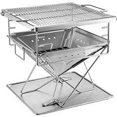 CAMPINGMOON Portable Wood Burning Grill and Fire Pit Stainless Steel 14x15.35-inch with Carrying Bag MT-035