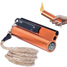 Firesteel krama izdzīvošanas komplekts, 7in1 XXL XL Fire Starter Fireflint magnija šķiltavas, vairāk nekā 20 000 aizdedzes Firesteel āra komplekts ar kaņepju vadu, kompasu, daudzfunkciju rīku ātrai aizdegšanai