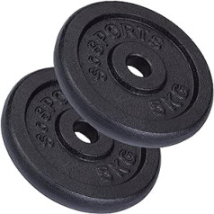 ScSports 10 kg čuguna svara plākšņu komplekts, 2 x 5 kg, caurums 30/31 mm