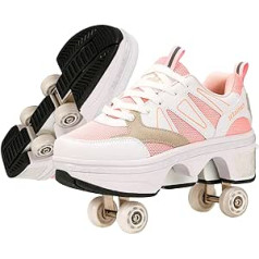 Girls' Roller Skates with Wheels, Children's Roller Skates, Adjustable Kick Wheels Trainers, Outdoor Fun and Adventure, Birthday Gift