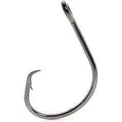 Mustad 1x/2xl Offset Classic Circle makšķerēšanas termināla piederumi (50 iepakojums), melns niķelis, izmērs 8/0