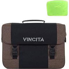 Vincita Brad Bike Pannier Messenger Bag — Pannier bagāžnieka soma ar noņemamu plecu siksnu, klēpjdatora nodalījumu un roktura augšdaļu — iekļauts lietus pārsegs un velosipēda stiprinājums