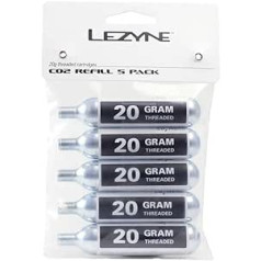 Lezyne 20 g – 5 iepakojumi CO2 kārtridži (20 g, iepakojumā 5), sudraba/balta/melna uzlīme, viens izmērs