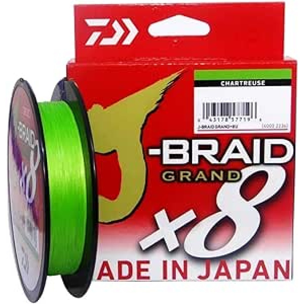 Daiwa J-Braid Grand x8E 270m Chartreuse braided makšķerēšanas aukla