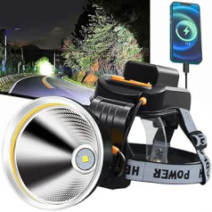 Rechargeable LED Headlamp Flashlight, LBJD Hunting Head Lamp Spotlight, Brighter and Further Beam, Wide Lamp Cup, Perfect for Caving, Hunting, Country Side