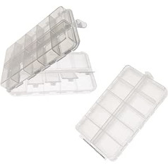 2 x Small Hard Fishing Accessories Box Portable Hooks Bait Storage Box for Swivels Jigs Hooks Sinker 20 Compartments (White)