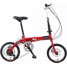 14/16 Inch Folding Bike Front and Rear Carbon Steel Frame Variable Speed Adult Bicycle Super Light Student Folding Bike B, 14 Inch