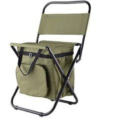 E-Meoly Foldable Fishing Chair Portable Backpack Camping Chair Green Outdoor Foldable Stool with Thermal Function Bag for Camping, Fishing, Painting, Beach, Travel, BBQ