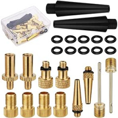 YINQI Bicycle Valve Adaptor, 24-Piece Bicycle Valve Adapter Set for All Valve Adapters SV AV DV French Valve Inflation Compressor Attachment with Sealing Ring for Bicycle Pump Mountain Bikes Tyres