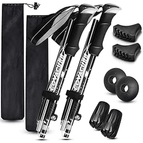 Covacure Nordic walking poles – foldable. adjustable, lightweight, telescopic trekking poles with rubber buffer for men and women