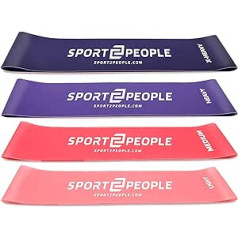 sport2people Fitness Bands Set, Natural Latex Exercise Band, Resistance Bands with 4 Resistances, Sports Bands, Fitness Band, Booty Band, Training Band, Rubber Bands, Terra Band, Elastic Band Sport