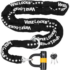 Vinz ķēdes slēdzenes cilpa Ķēdes skapja slēdzene Motocikla slēdzene Motorollera slēdzene U-Lock 120-300 cm (3 m) x 10,5 mm Diametrs, 300 cm