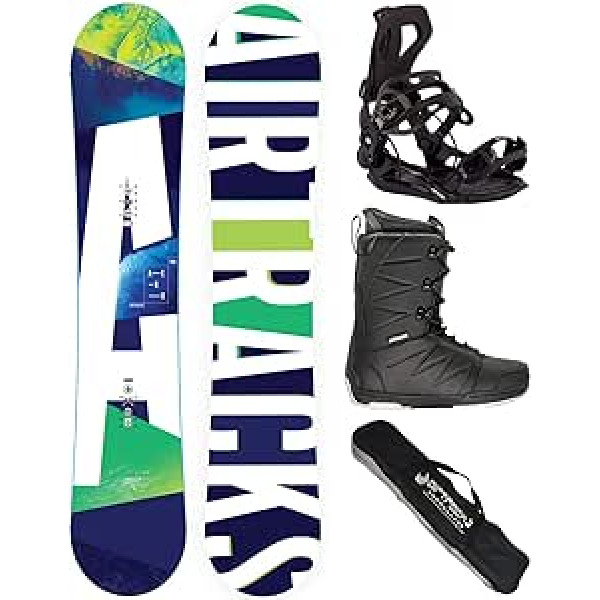 Airtracks snovborda komplekts / Aero Snowboard Wide Flat Rocker + Master Fastec Binding + zābaki + SB soma / 148 153 158 163 cm