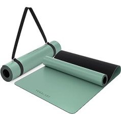 YOGALABS® Studio Premium jogas paklājiņš, īpaši liels jogas paklājiņš, neslīdošs no Eco PU un dabiskās gumijas, novatorisks un pret skrāpējumiem izturīgs pretslīdes pārklājums, jogas siksniņa divi vienā, sporta paklājiņš, 185 x 68 x