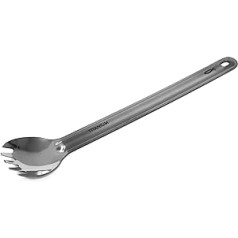 Saviour Survival Gear Titanium Spork – lengvas įvairios paskirties stovyklavimo aksesuaras, ilga rankena