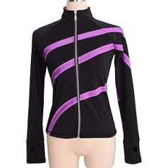 COYI Figure Skating Warm Jacket Women Long Sleeve Ice Skating Fleece Stretchy Exercise Competition Skating Clothing (Size: 165, Colour: Black)