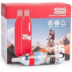 KONG MING CAR CO2 kārtridži ar vītni, 16g/25g CO2 kārtridži ar vītnes savienojumu visiem CO2 velosipēdu riepu pildītājiem, CO2 sūknis šosejas velosipēdiem un kalnu velosipēdiem