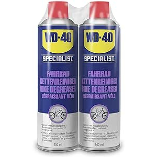 WD-40 Specialist 49941/NBA velosipēdu ķēdes tīrīšanas līdzeklis, caurspīdīgs, 2 x 500 ml