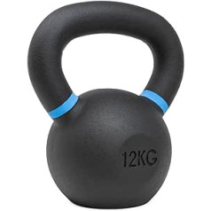 Strength Shop Čuguna tējkanna ar standartizētu rokturi, īpaši izturīgs un izturīgs, Kettlebell ar svara krāsas marķējumu un melnu pulvera pārklājumu, ideāli piemērots visa ķermeņa treniņam