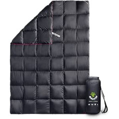 4Monster pūkų antklodė Lengva kompaktiška lauko stovyklavimo antklodė Itin šilta, vandeniui atspari supakuojama antklodė kelionėms, iškyloms, stovyklavimui, žygiams (tinklelis juodas, vidutinis (137 x 203 cm))