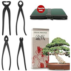 Bonsai Tool Set Professional 4-Piece Steel with Practical Storage Bag - Traditional Bonsai Tool Ideal for Wires, Branches, Buds & Roots