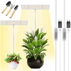 DAZZTIME Plant Lamp LED Full Spectrum, 2 Pieces Plant Lamp LED, Grow Light, with Telescopic Rod and Base, 3-Piece Garden Tool Set, 120 LEDs Plant Light, for Vegetables, Flowers, Sowing