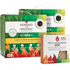 Kokoko Cubes Organiskās kokosriekstu grila briketes kubs 16 kg un Eco Lighter Cubes