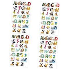 Totority Pack of 4 Alphabet Wall Stickers, Peel and Stick Photo Wallpaper, Peel and Stick Decals for Walls, Peel and Stick PVC Animal Door Sticker Child