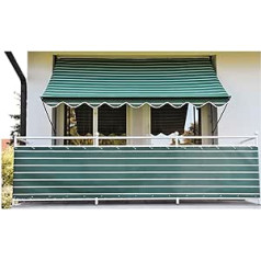 Angerer Exklusiv Clamp-On markīze aizsardzībai pret sauli un lietus, montāža bez urbšanas un dībeļiem, ideāla balkona nojume īrējamiem dzīvokļiem, 350 cm, zaļa