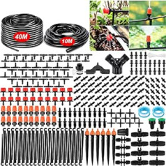 Garden Irrigation System, 40 m + 10 m Irrigation Pipe, 299 Pieces Garden Irrigation Kit, DIY Automatic Plant Watering System for Garden, Lawn, Vegetable Garden, Farm