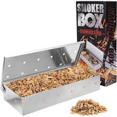 Smoker Box nerūsējošā tērauda Smoker Box bārbekjū piederumi gāzes grilam kokogļu grilam BBQ grils vislabākajām dūmu garšām