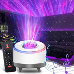 MROOYI Starry Sky projektors ar tālvadības pulti, 3-in-1 Galaxy Light, Starlight Star projektors ar Bluetooth skaļruni, Starry Star, 360° rotācija, okeāna viļņi bērniem, pieaugušajiem, ballīte