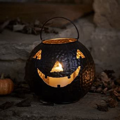 Lights4fun Black Pumpkin Outdoor ar TruGlow® LED sveces Helovīna dekoru ārā ar taimera bateriju darbināmu Helovīna laternu iekštelpās un ārā