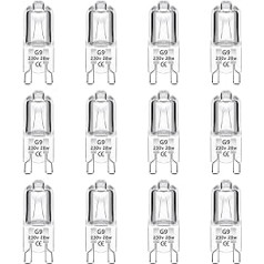 Caldarax 12 G9 halogeninių lempučių paketas 28 W 230 V reguliuojamas, 2700 K šiltai baltas, 320 lm, halogeninė lemputė, G9 lemputė orkaitės lempai, spintelės šviesa, viryklės lubų šviestuvai