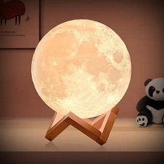 HOLA Moon Lamp 2024 Upgrade 3D Moonlight 16 Colors ar koka statīvu tālvadības/skārienvadības pulti un USB uzlādējamas dāvanas sievietēm, meitenēm, zēniem, 18 cm