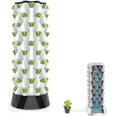 Yuechuxiao Hydroponic Tower, 80 Pots Hydroponic Growing System for Indoor Herbs, Fruit and Vegetables, Aeroponic Tower with Hydration Pump, Timer, Adapter, Seed Bed and Net Pots