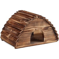 Relaxdays Hedgehog House, Flamed Wood, Hedgehog Hotel Floor, Cat Sefe, Winter Quarter Hedgehog, Garden, HBT: 25 x 40 x 30 cm, Brown