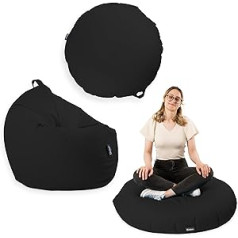 BuBiBag Premium 2-in-1 Bean Bag with Filling for Children & Adults, Outdoor & Indoor, Seat Cushion, Floor Cushion, Play & Relax, Water and Dirt Repellent (Black, 100 cm)