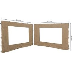 QUICK STAR 2 Side Panels 300 / 400 x 197 cm with PE Window for Gazebo 3 x 4 m Side Wall Sand