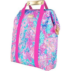 Lilly Pulitzer izolēta mugursoma dzesēšanas soma liela ietilpība rozā zila pārnēsājama mīksta piknika pludmales pārgājieni pie baseina