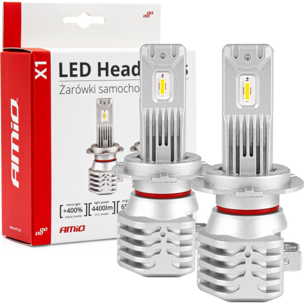 LED auto spuldzes x1 sērija amio h7 amio-02966