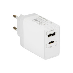 76-005# Wall charger, USB+USB-C socket, 30W