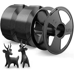 „Sunlu PLA+“ siūlas „MasterSpool“, „PLA Plus“ 3D spausdintuvo siūlas su daugkartine rite, 2 kg 3D spausdinimo PLA+ 1,75 mm siūlas, tvarkingai suvyniotas, matmenų tikslumas +/- 0,02 mm, juoda ir juoda