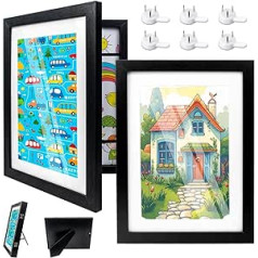 2 Pack Kids A4 Picture Frame A4 Black A4 Picture Frame Kids Art Frame Holds up to 150 Pictures for Wall Art Displays, Schools, Home or Offices