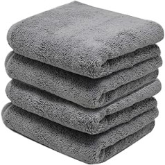 Towelogy® Microfibre Cleaning Cloths 420gsm Large Thick Super Absorbent Multipurpose Polishing Washing Cloths 40x40cm Grey Pack of 4